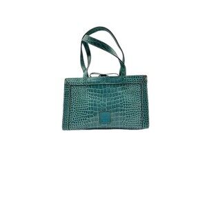 LIZ CLAIBORNE Turquoise Alligator Handbag with Coin Purse EUC V23